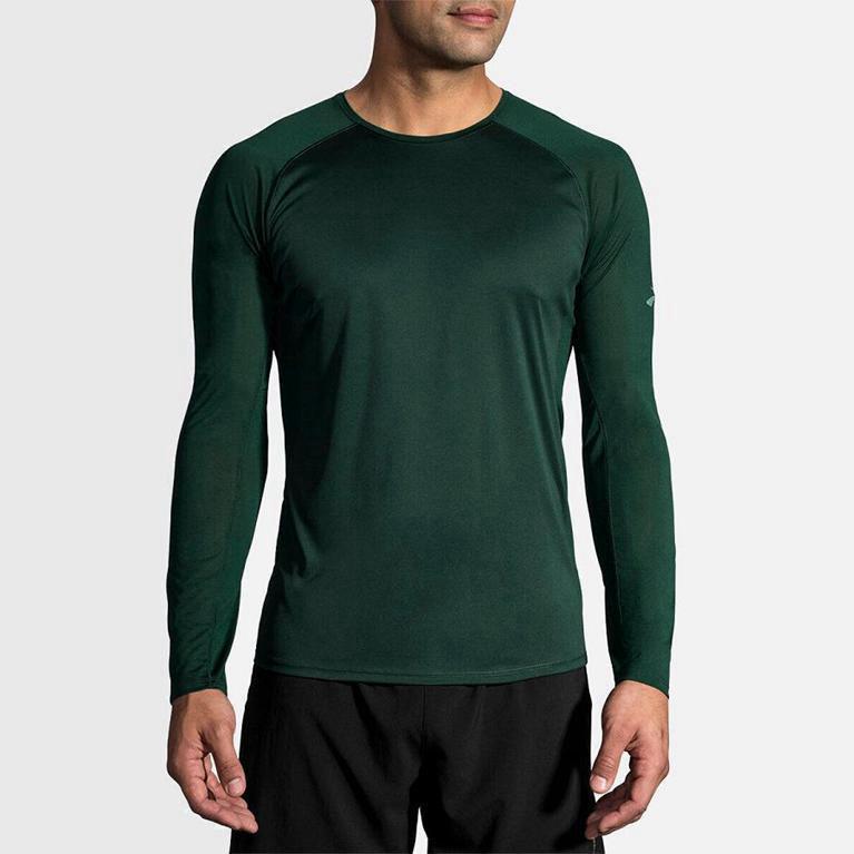 Brooks Stealth Israel - Men's Long Sleeve Running Shirt - Green (59713-LSMP)